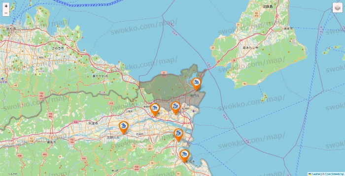 徳島県のコメダ珈琲の店舗地図