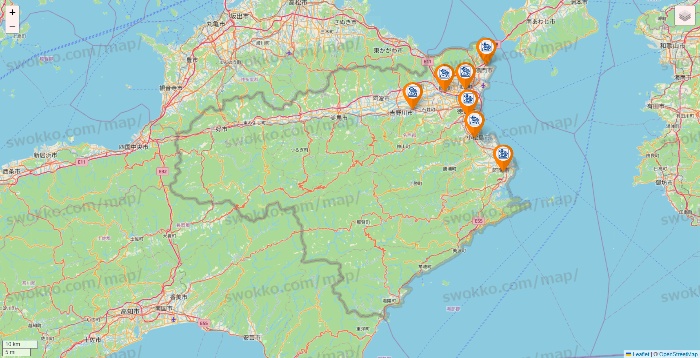 徳島県のコメダ珈琲の店舗地図