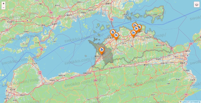 香川県のコメダ珈琲の店舗地図