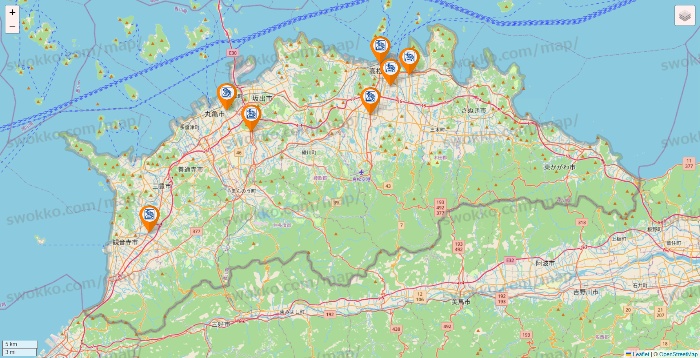 香川県のコメダ珈琲の店舗地図