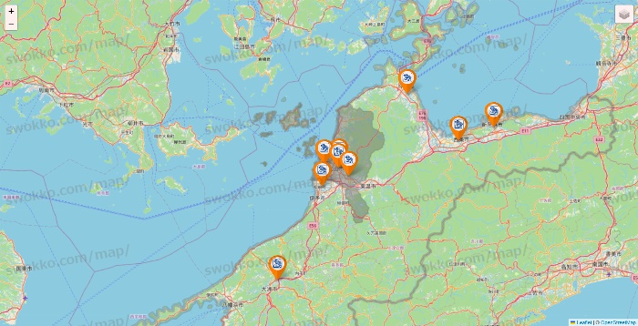 愛媛県のコメダ珈琲の店舗地図