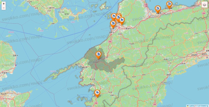 愛媛県のコメダ珈琲の店舗地図