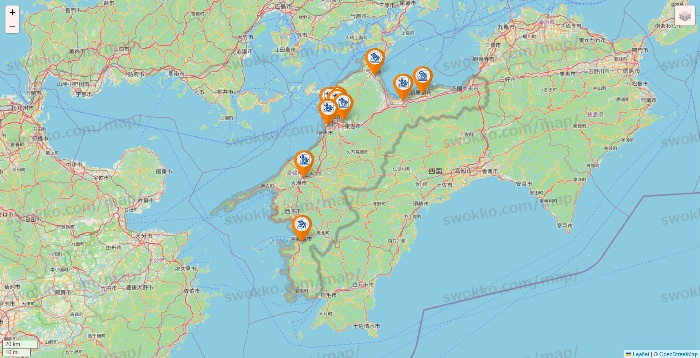 愛媛県のコメダ珈琲の店舗地図