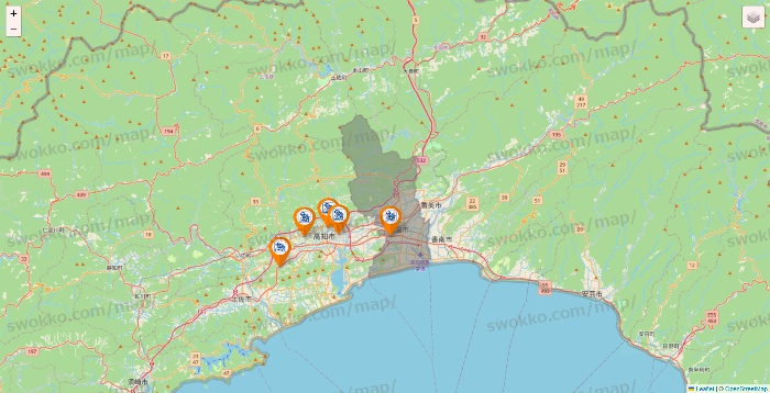 高知県のコメダ珈琲の店舗地図
