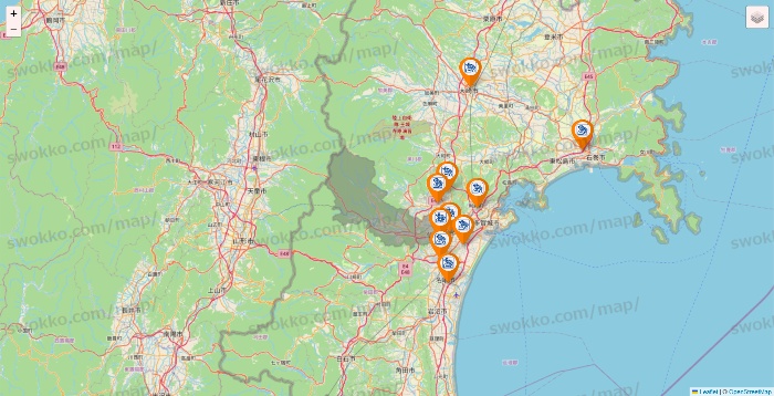 宮城県のコメダ珈琲の店舗地図