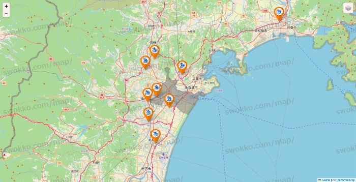 宮城県のコメダ珈琲の店舗地図