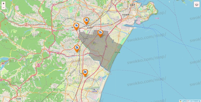 宮城県のコメダ珈琲の店舗地図