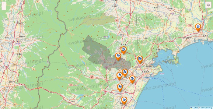 宮城県のコメダ珈琲の店舗地図