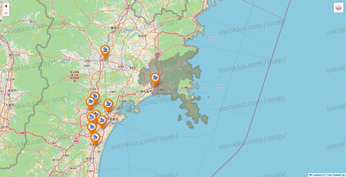 宮城県のコメダ珈琲の店舗地図