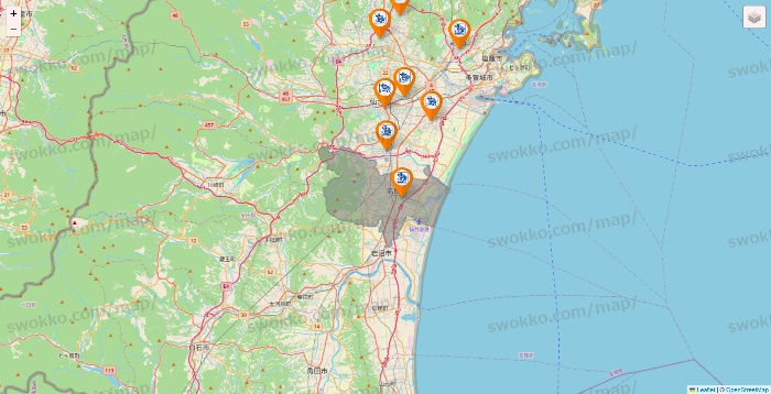 宮城県のコメダ珈琲の店舗地図
