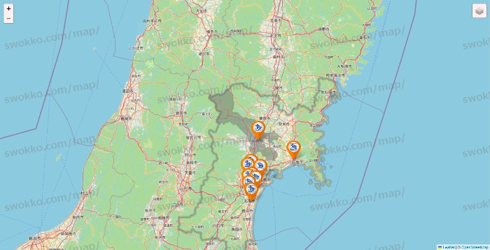 宮城県のコメダ珈琲の店舗地図