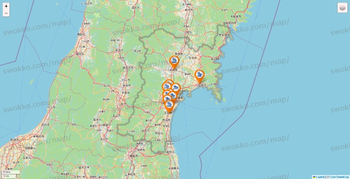 宮城県のコメダ珈琲の店舗地図