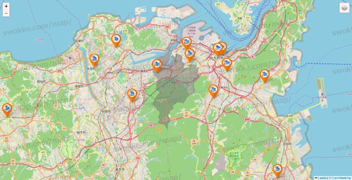 福岡県のコメダ珈琲の店舗地図