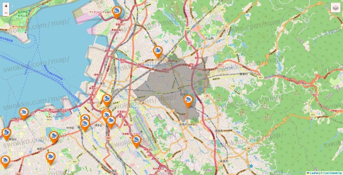 福岡県のコメダ珈琲の店舗地図