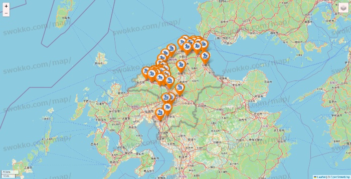 福岡県のコメダ珈琲の店舗地図