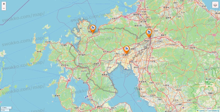 佐賀県のコメダ珈琲の店舗地図
