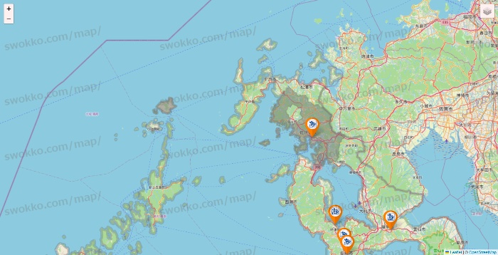 長崎県のコメダ珈琲の店舗地図