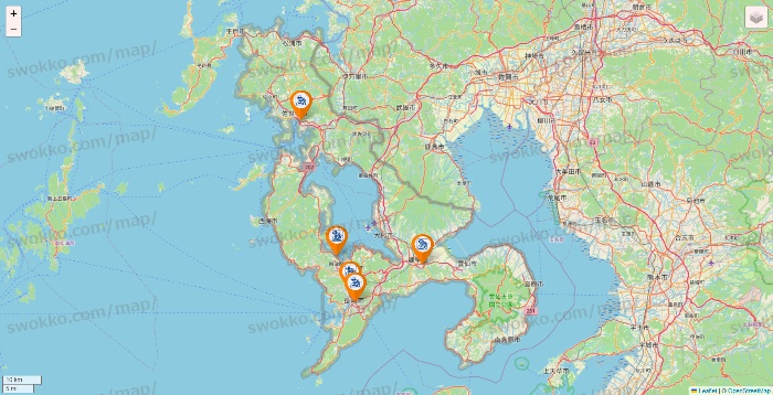 長崎県のコメダ珈琲の店舗地図