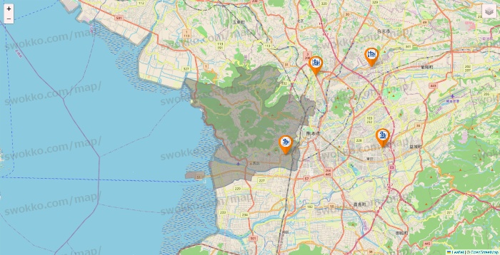 熊本県のコメダ珈琲の店舗地図