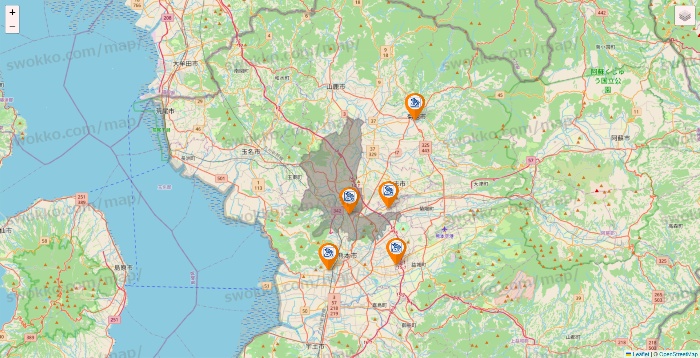 熊本県のコメダ珈琲の店舗地図