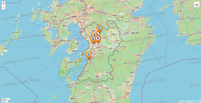 熊本県のコメダ珈琲の店舗地図