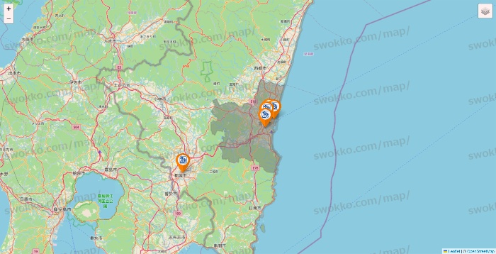 宮崎県のコメダ珈琲の店舗地図