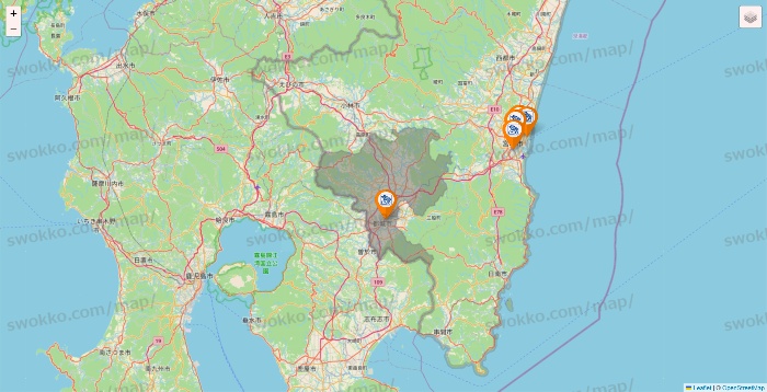 宮崎県のコメダ珈琲の店舗地図