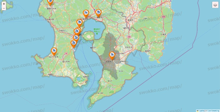 鹿児島県のコメダ珈琲の店舗地図