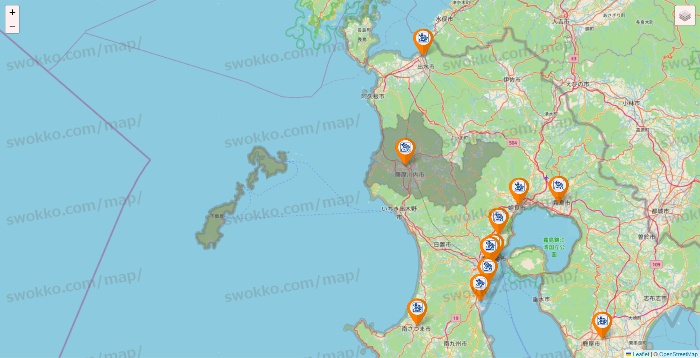 鹿児島県のコメダ珈琲の店舗地図