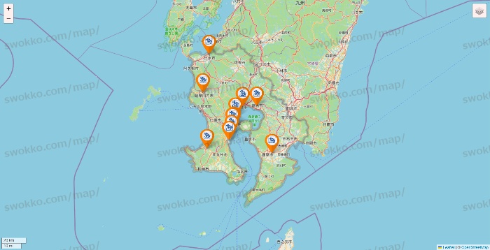 鹿児島県のコメダ珈琲の店舗地図