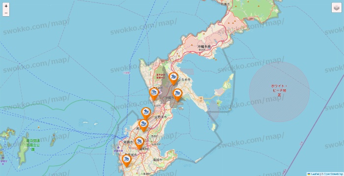 沖縄県のコメダ珈琲の店舗地図