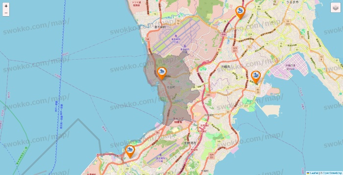 沖縄県のコメダ珈琲の店舗地図