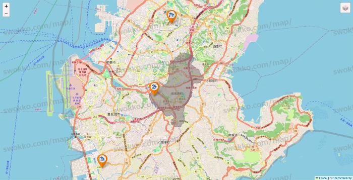 沖縄県のコメダ珈琲の店舗地図