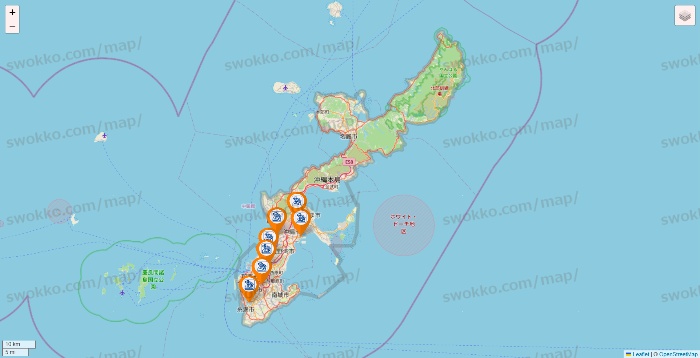 沖縄県のコメダ珈琲の店舗地図