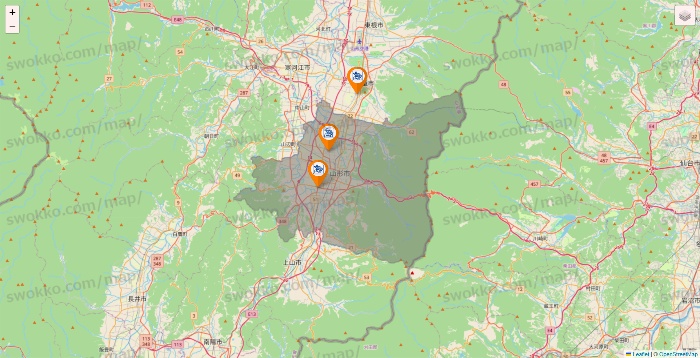 山形県のコメダ珈琲の店舗地図