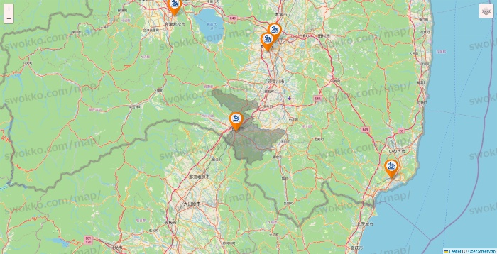 福島県のコメダ珈琲の店舗地図