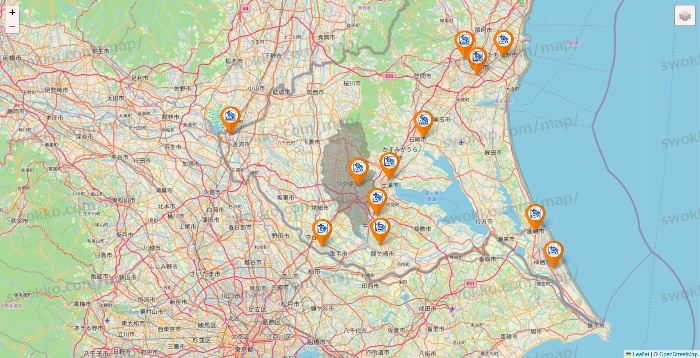 茨城県のコメダ珈琲の店舗地図