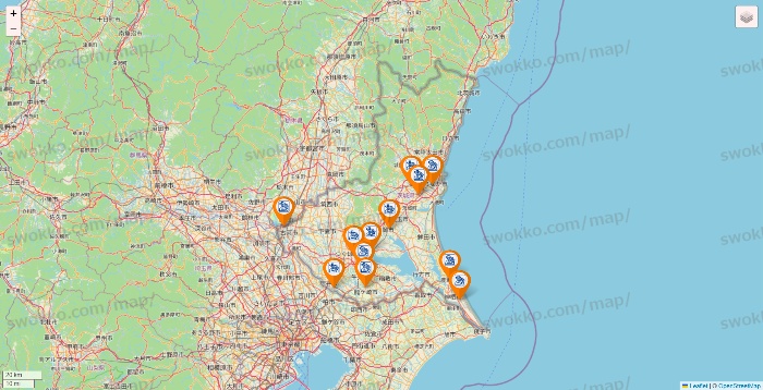 茨城県のコメダ珈琲の店舗地図
