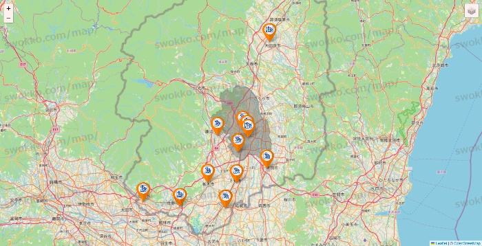 栃木県のコメダ珈琲の店舗地図