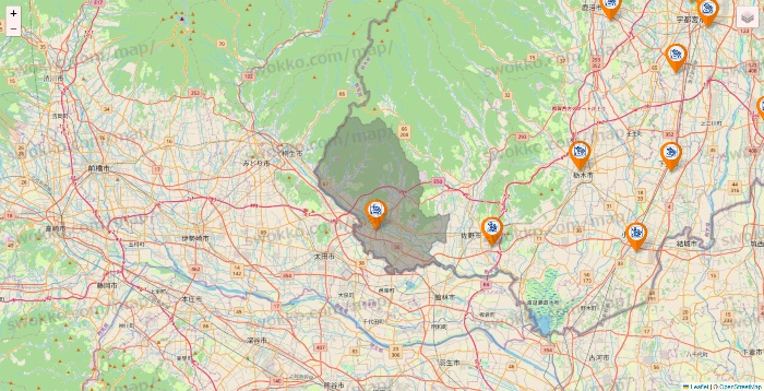 栃木県のコメダ珈琲の店舗地図