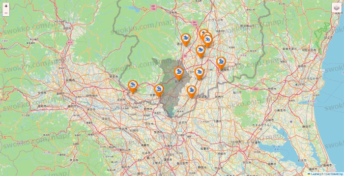 栃木県のコメダ珈琲の店舗地図