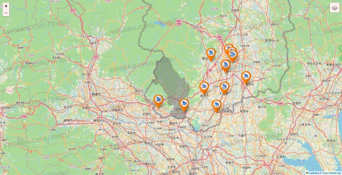 栃木県のコメダ珈琲の店舗地図