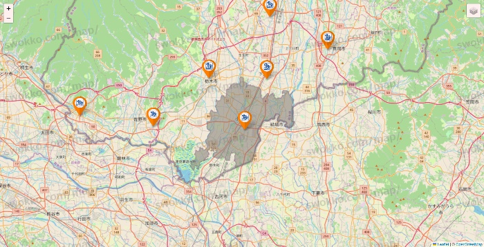 栃木県のコメダ珈琲の店舗地図