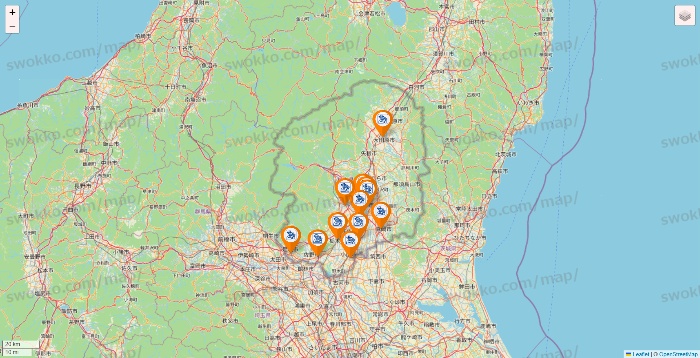 栃木県のコメダ珈琲の店舗地図