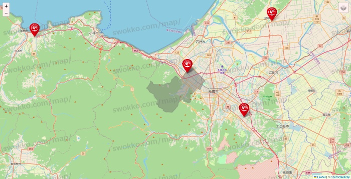 北海道のコメリの店舗地図
