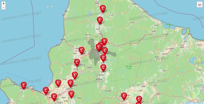 北海道のコメリの店舗地図