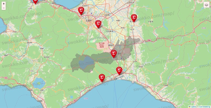 北海道のコメリの店舗地図