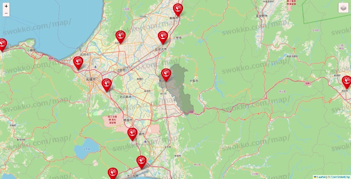 北海道のコメリの店舗地図