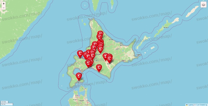 北海道のコメリの店舗地図