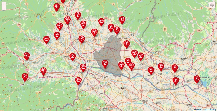 群馬県のコメリの店舗地図